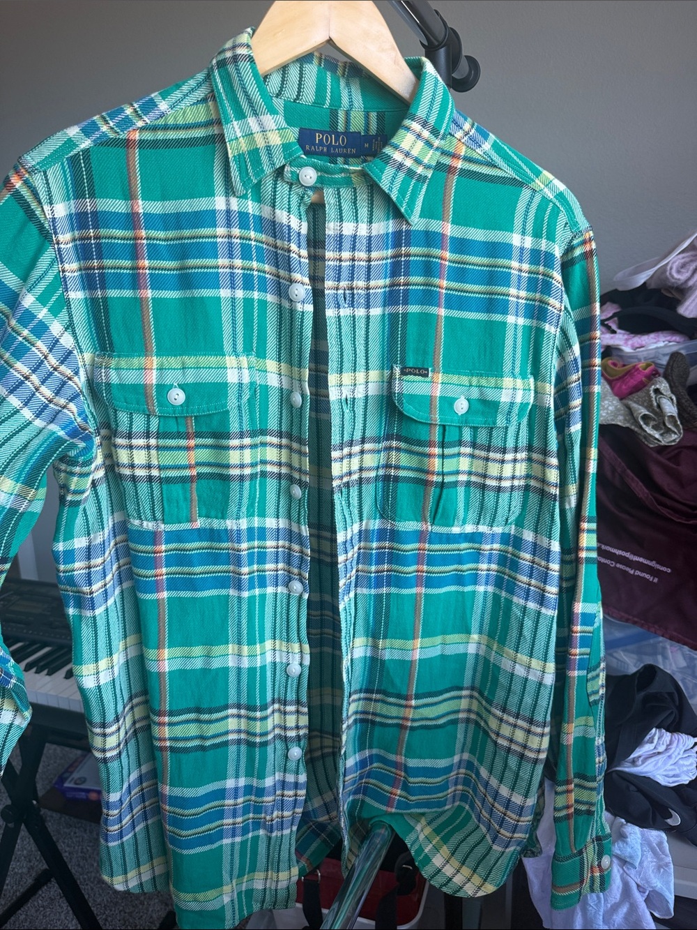 Polo by Ralph Lauren Teal Green Plaid Button-Down Shirt